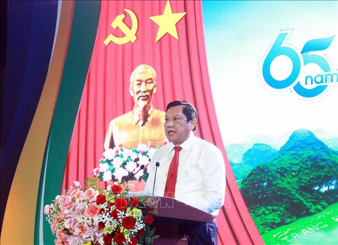 Phó Chủ tịch UBND tỉnh Cà Mau Lâm Văn Bi phát biểu tại buổi lễ. Ảnh: Huỳnh Anh - TTXVN