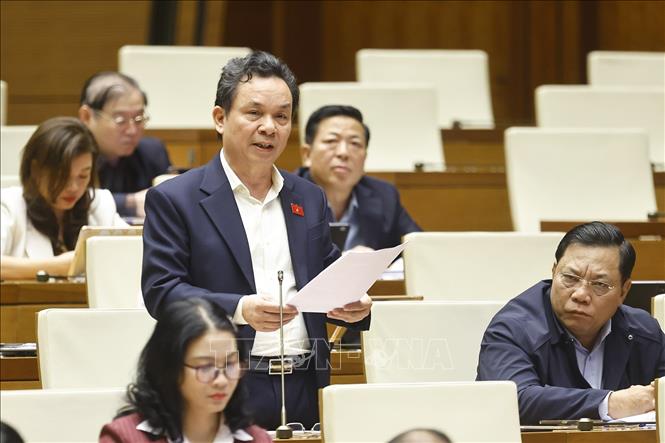 Đại biểu Quốc hội TP Hà Nội Hoàng Văn Cường phát biểu. Ảnh: Doãn Tấn - TTXVN