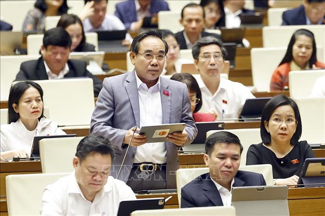 Đại biểu Quốc hội tỉnh Khánh Hòa Lê Hữu Trí phát biểu. Ảnh: Doãn Tấn - TTXVN