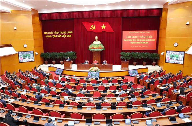 Hội nghị toàn quốc Tổng kết công tác tổ chức xây dựng Đảng năm 2025, triển khai nhiệm vụ năm 2026. Ảnh: Phương Hoa – TTXVN
