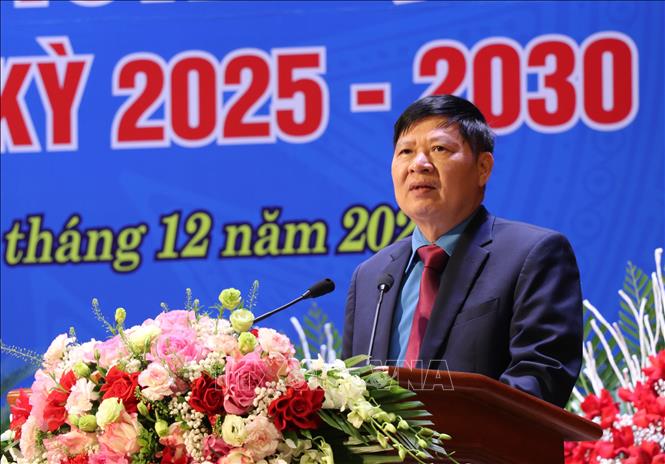 Ông Phan Văn Anh, Phó Chủ tịch Tổng Liên đoàn Lao động Việt Nam phát biểu chỉ đạo Đại hội. Ảnh: Đức Thọ - TTXVN