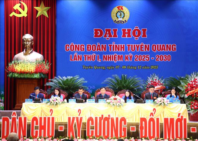 Quang cảnh Đại hội Công đoàn tỉnh Tuyên Quang lần thứ nhất, nhiệm kỳ 2025 – 2030. Ảnh: Đức Thọ - TTXVN