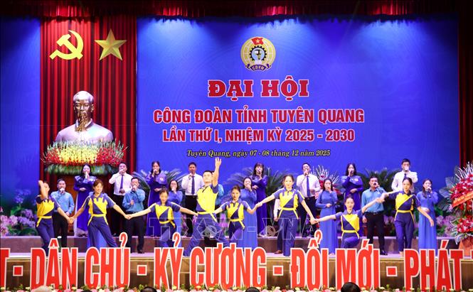 Đại hội Công đoàn tỉnh Tuyên Quang lần thứ nhất, nhiệm kỳ 2025 – 2030. Ảnh: Đức Thọ - TTXVN