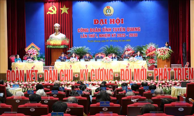 Quang cảnh Đại hội Công đoàn tỉnh Tuyên Quang lần thứ nhất, nhiệm kỳ 2025 – 2030. Ảnh: Đức Thọ - TTXVN