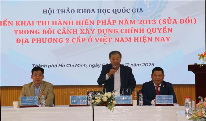 Giáo sư, Tiến sỹ Phạm Hồng Thái, Chủ tịch Hội đồng Giáo sư ngành Luật phát biểu tại hội thảo. Ảnh: Thanh Vũ-TTXVN