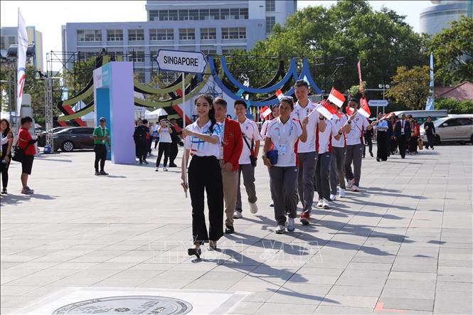 Đoàn thể thao Singapore. Ảnh: Đỗ Sinh - PV TTXVN tại Thái Lan