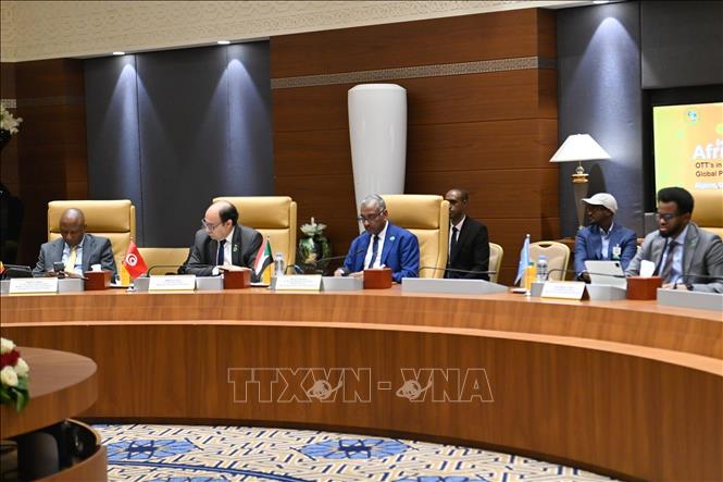 Các lãnh đạo châu Phi dự hội nghị chung về nền tảng số. Ảnh: APS - TTXVN phát