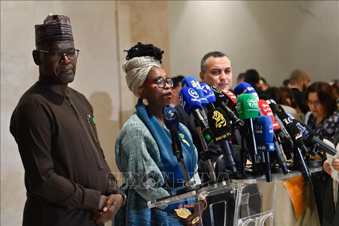 Các lãnh đạo châu Phi chứng kiến ra tuyên bố chung. Ảnh: APS - TTXVN phát