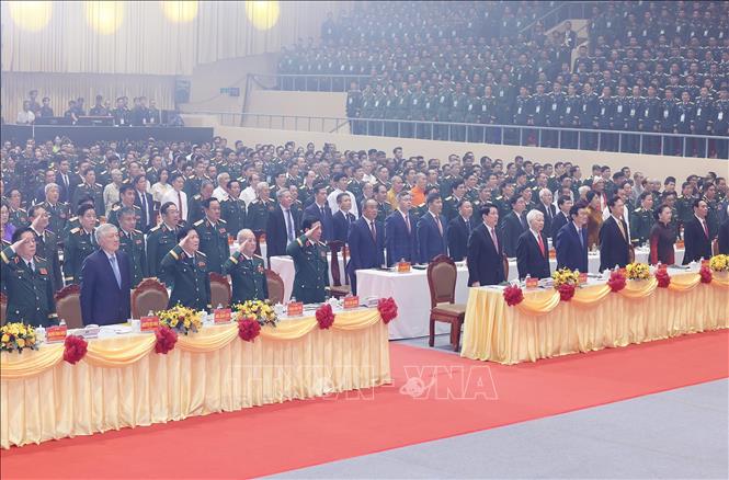 Chủ tịch nước Lương Cường và các đại biểu dự Lễ kỷ niệm. Ảnh: Lâm Khánh - TTXVN