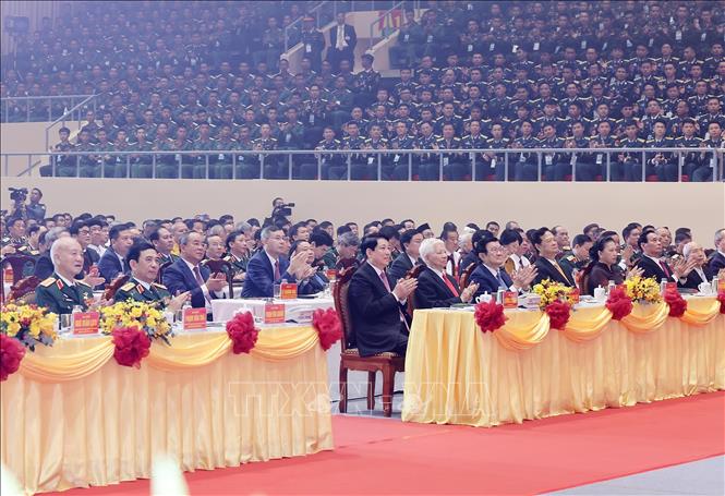 Chủ tịch nước Lương Cường và các đại biểu dự Lễ kỷ niệm. Ảnh: Lâm Khánh - TTXVN