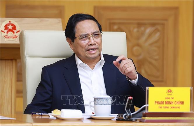 Thủ tướng Phạm Minh Chính, Trưởng Ban Chỉ đạo Nhà nước các công trình, dự án quan trọng quốc gia, trọng điểm ngành giao thông vận tải chủ trì phiên họp thứ 22 của Ban Chỉ đạo. Ảnh: Dương Giang-TTXVN