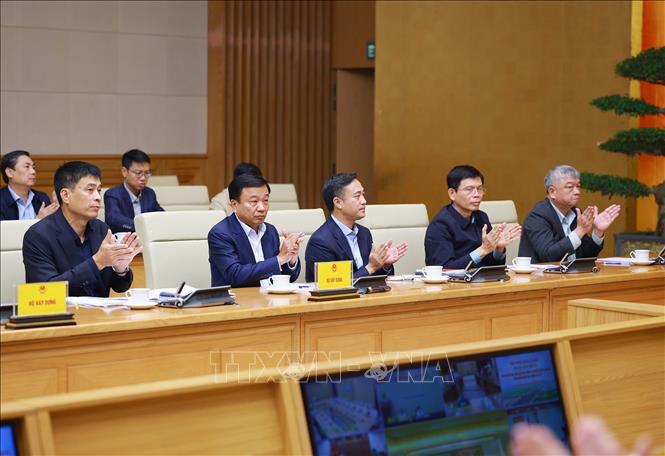 Đại diện các bộ, ngành tham dự phiên họp thứ 22 của Ban Chỉ đạo Nhà nước các công trình, dự án quan trọng quốc gia, trọng điểm ngành giao thông vận tải. Ảnh: Dương Giang-TTXVN
