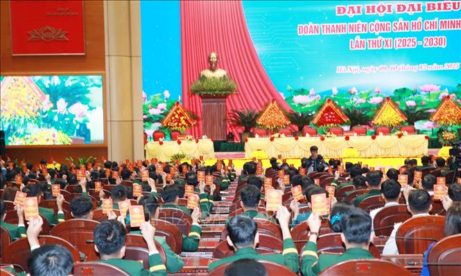 Đại hội biểu quyết thông qua chương trình Đại hội. Ảnh: Trọng Đức - TTXVN.