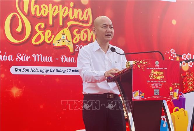 Ông Nguyễn Nguyễn Phương, Phó Giám đốc Sở Công Thương TP. Hồ Chí Minh, phát biểu tại sự kiện. Ảnh: Hương Giang - TTXVN