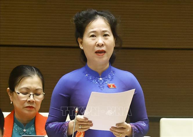 Đại biểu Quốc hội TP Cần Thơ Tô Ái Vang phát biểu. Ảnh: Doãn Tấn - TTXVN