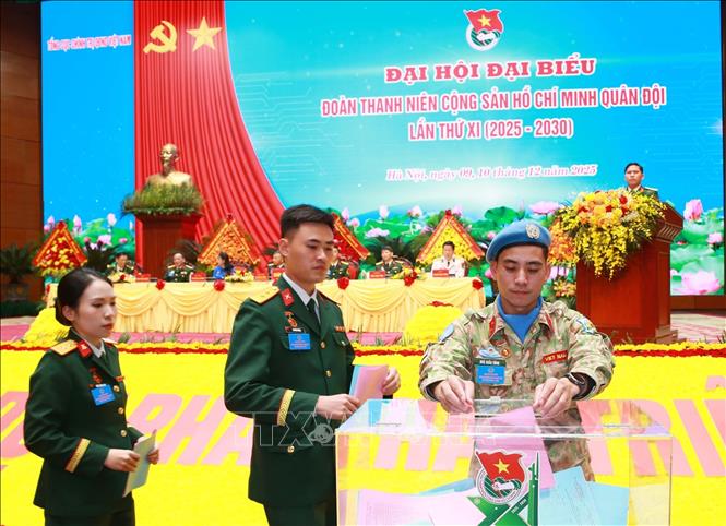 Đại hội bỏ phiếu bầu đoàn đại biểu đi dự Đại hội Đại biểu toàn quốc Thanh niên Cộng sản Hồ Chí Minh lần thứ 13.  Ảnh: Trọng Đức - TTXVN.
