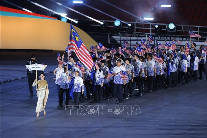 Đoàn thể thao Malaysia tại lễ khai mạc SEA Games 33. Ảnh: Minh Quyết - PV TTXVN từ Thái Lan