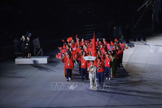 Vietnamese delegation at the SEA Games 33's opening ceremony. VNA Photo: Minh Quyết