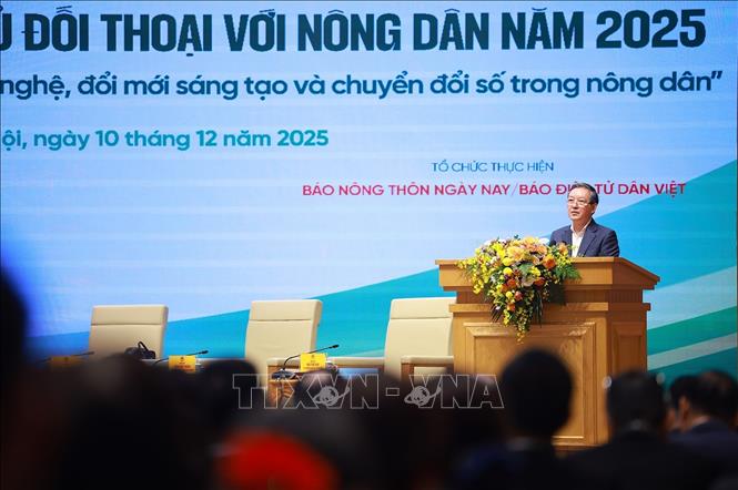 Chủ tịch Trung ương Hội Nông dân Việt Nam Lương Quốc Đoàn phát biểu khai mạc Hội nghị. Ảnh: Dương Giang-TTXVN 
