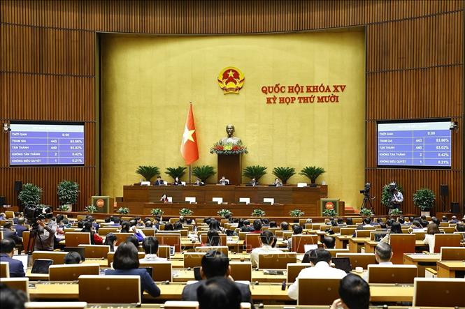 Quốc hội biểu quyết thông qua Luật Phòng bệnh. Ảnh: Doãn Tấn - TTXVN