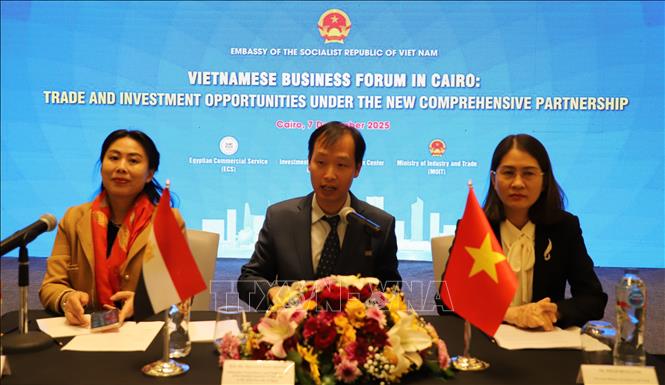 Đại sứ Nguyễn Nam Dương và bà Hồ Thị Quyên, Phó Giám đốc Trung tâm Xúc tiến Thương mại và Đầu tư Thành phố Hồ Chí Minh, chủ trì Diễn đàn Doanh nghiệp Việt Nam 