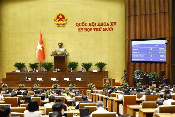 Quốc hội biểu quyết thông qua Luật Quản lý thuế (sửa đổi). Ảnh: Doãn Tấn - TTXVN