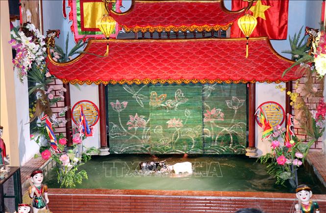 The Nam Chan water puppetry stage in Ban Thach village. VNA Photo: Nguyễn Lành