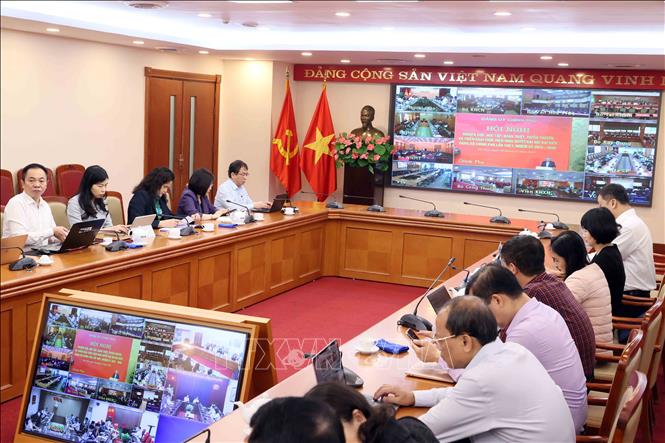 Đảng ủy Thông tấn xã Việt Nam tham dự hội nghị nghiên cứu, học tập, quán triệt, tuyên truyền và triển khai thực hiện Nghị quyết Đại hội đại biểu Đảng bộ Chính phủ lần I tại số 5 Lý Thường Kiệt, Hà Nội. Ảnh: TTXVN