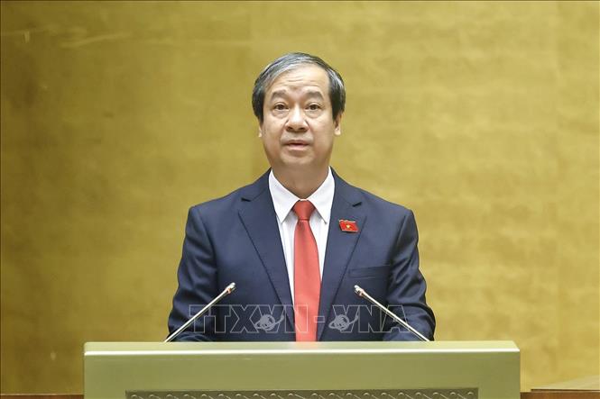 Bộ trưởng Bộ Giáo dục và Đào tạo Nguyễn Kim Sơn phát biểu. Ảnh: Doãn Tấn - TTXVN