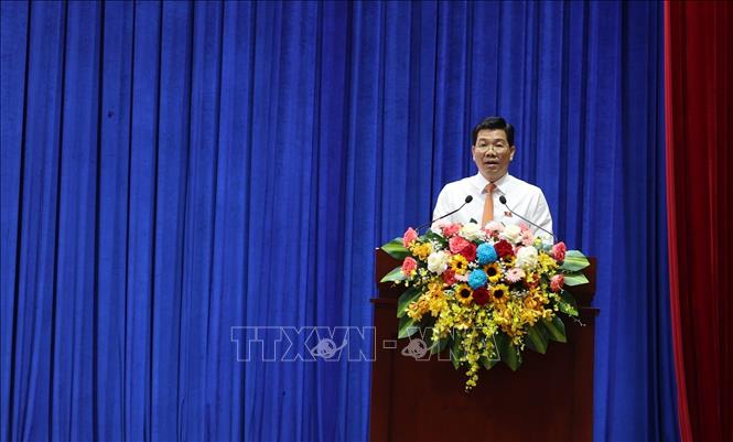 Phó Bí thư Thường trực Tỉnh ủy, Chủ tịch HĐND tỉnh Nguyễn Mạnh Hùng, phát biểu bế mạc kỳ họp. Ảnh: Thanh Tân-TTXVN