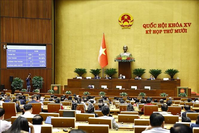 Quốc hội biểu quyết thông qua Luật Xây dựng (sửa đổi). Ảnh: Doãn Tấn - TTXVN