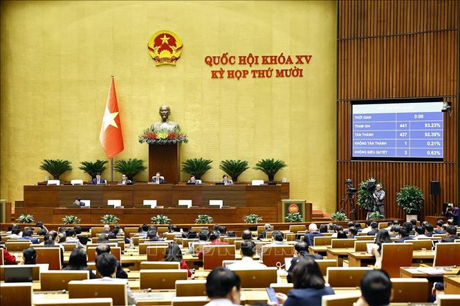 Quốc hội biểu quyết thông qua Luật Công nghệ cao (sửa đổi). Ảnh: Doãn Tấn - TTXVN