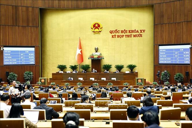 Quốc hội biểu quyết thông qua Luật Hàng không dân dụng Việt Nam (sửa đổi). Ảnh: Doãn Tấn - TTXVN