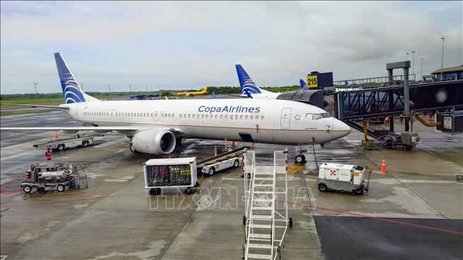 Máy bay của hãng hàng không Copa Airlines tại Sân bay Quốc tế Tocumen, Panama. Ảnh: Phi Hùng - PV TTXVN tại Mỹ Latinh