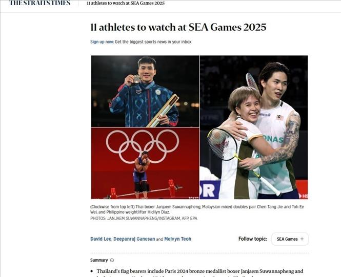  Bài viết đăng tải trên báo Straitstimes của Singapore ngày 9/12. Ảnh: TTXVN phát