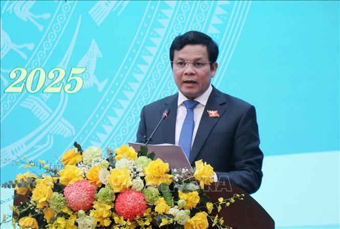 Phó Bí thư Tỉnh ủy, Chủ tịch HĐND tỉnh Quảng Ngãi Nguyễn Đức Tuy phát biểu kết luận Kỳ họp. Ảnh: Phạm Cường-TTXVN