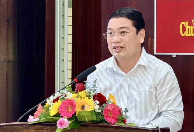 Ông Lê Trung Hồ, Phó Chủ tịch UBND tỉnh An Giang phát biểu tại hội nghị. Ảnh: Thanh Sang-TTXVN