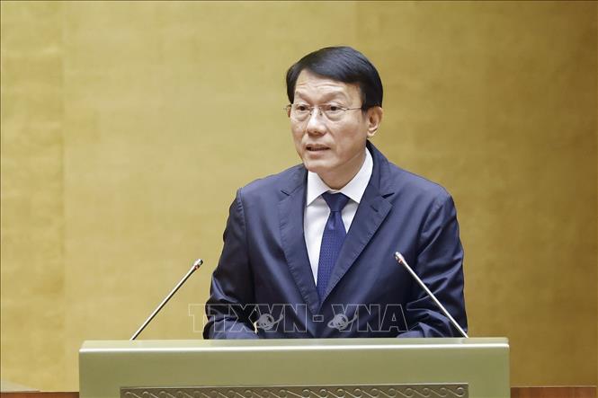 Minister of Public Security Luong Tam Quang speaks at the discussion. VNA Photo: Doãn Tấn