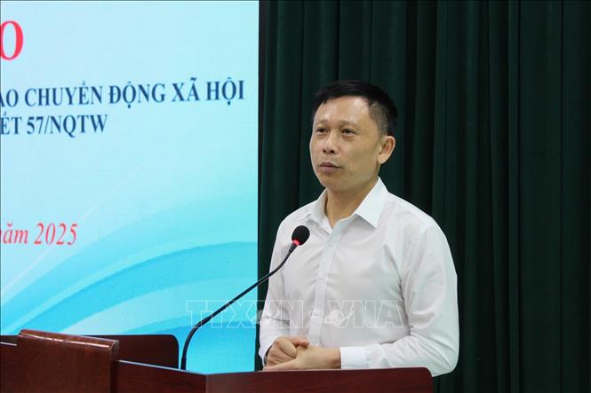 PGS, TS Nguyễn Thành Lợi nhận định, Nghị quyết 57 là định hướng quan trọng để báo chí thực hiện đột phá về khoa học, công nghệ, đổi mới sáng tạo và chuyển đổi số. Ảnh: Thanh Hương - TTXVN 
