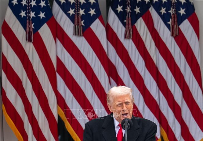 Tổng thống Mỹ Donald Trump phát biểu tại Nhà Trắng, Washington, D.C. Ảnh: THX/TTXVN
