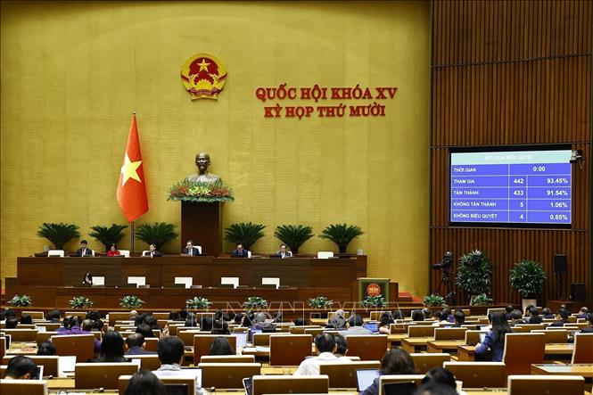 Quốc hội biểu quyết thông qua Luật Chuyển đổi số. Ảnh: Doãn Tấn - TTXVN