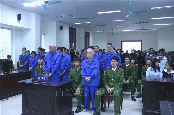 Các bị cáo tại phiên tòa. Ảnh: Thu Hoài - TTXVN