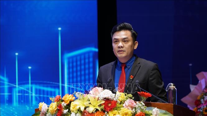 Đồng chí Phạm Hồng Hiệp, Bí thư Tỉnh đoàn Gia Lai, phát biểu khai mạc Đại hội. Ảnh: Đình Quân-TTXVN                               