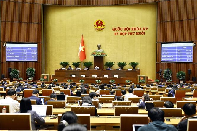 Quốc hội biểu quyết thông qua Luật Phá sản (sửa đổi). Ảnh: Doãn Tấn - TTXVN