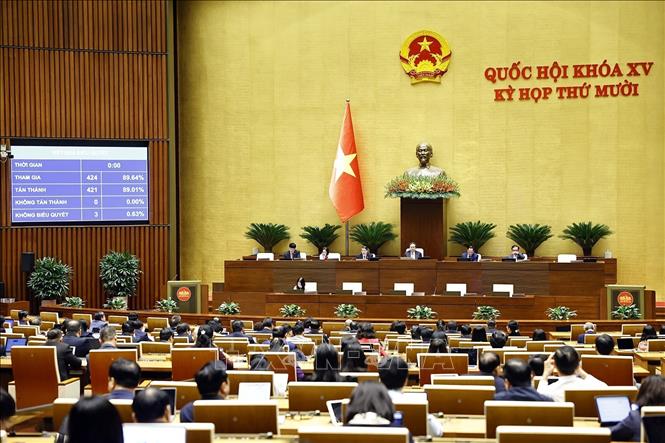 Quốc hội biểu quyết thông qua Luật sửa đổi, bổ sung một số điều của Luật Thuế giá trị gia tăng. Ảnh: Doãn Tấn - TTXVN
