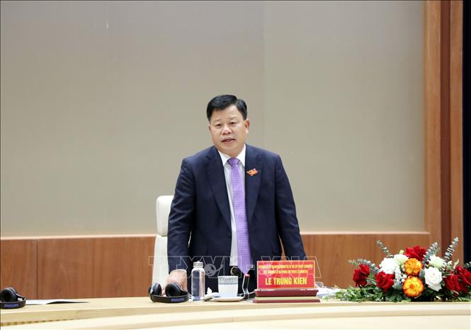 Phó Chủ tịch UBND thành phố Hải Phòng Lê Trung Kiên phát biểu tại Hội nghị. Ảnh: Mạnh Tú – TTXVN