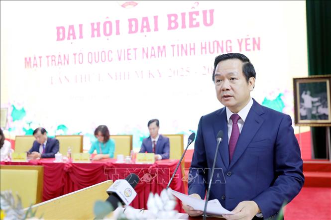 Chủ tịch UBND tỉnh Hưng Yên Phạm Quang Ngọc phát biểu. Ảnh: Thế Duyệt – TTXVN