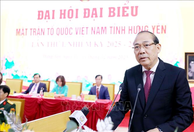 Phó Chủ tịch Ủy ban Trung ương MTTQ Việt Nam Hoàng Công Thủy phát biểu tại Đại hội. Ảnh: Thế Duyệt - TTXVN