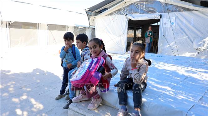 Các em nhỏ tại Salma, tỉnh Latakia, Syria. Ảnh: THX/TTXVN