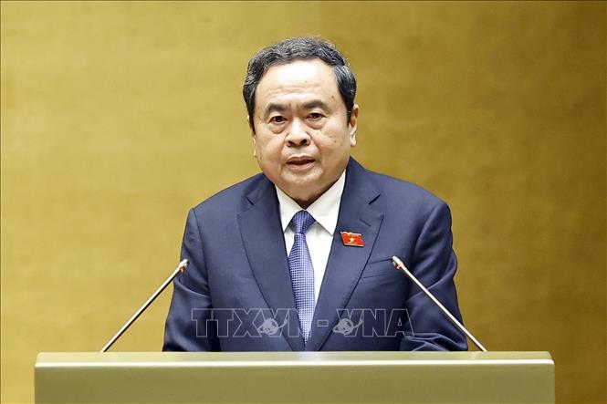 Chủ tịch Quốc hội Trần Thanh Mẫn phát biểu bế mạc Kỳ họp. Ảnh: Doãn Tấn - TTXVN